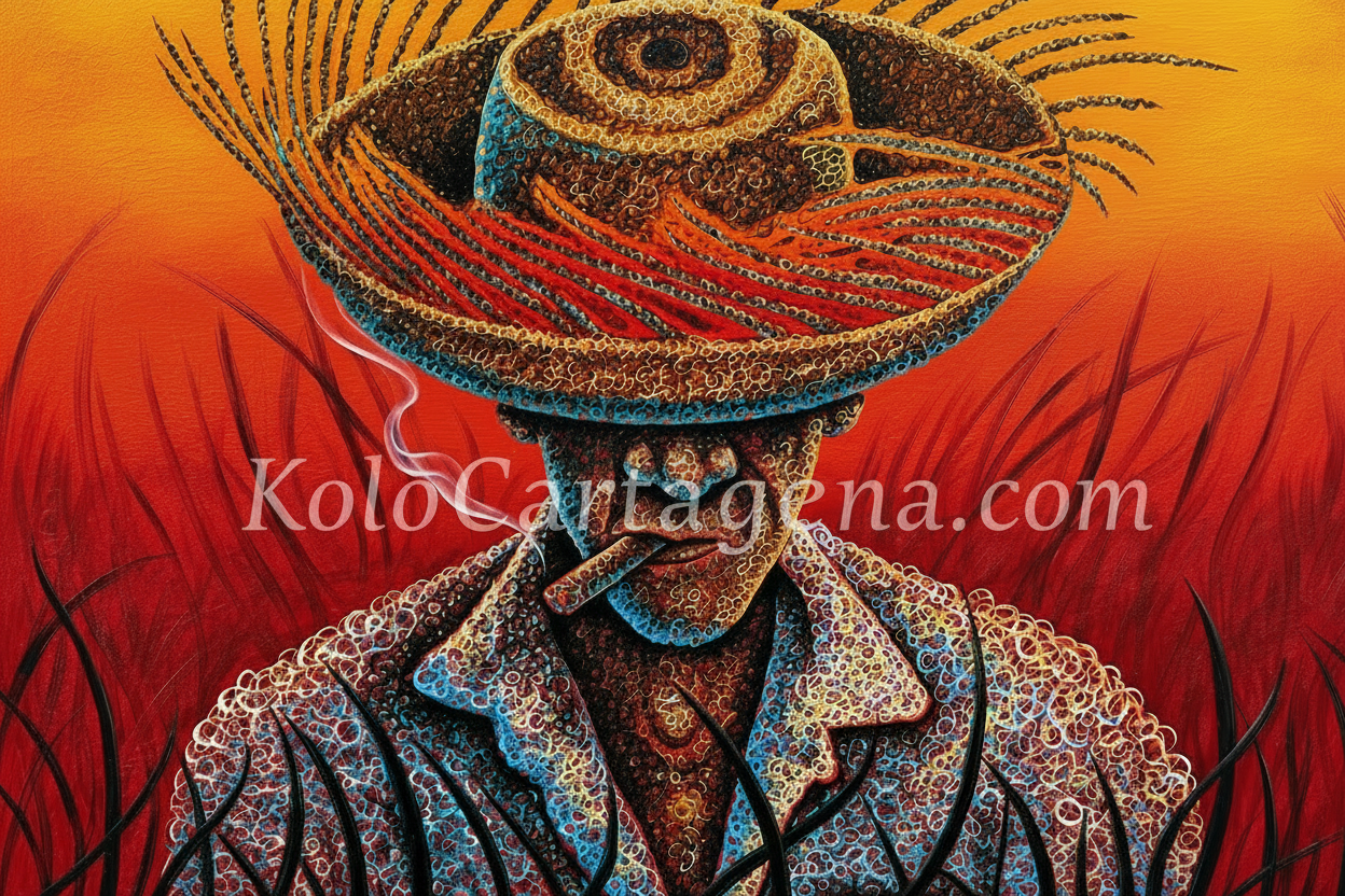 Jíbaro — Tio Chebo. Kolo Cartagena. Pintura original con marca de agua KoloCartagena.com