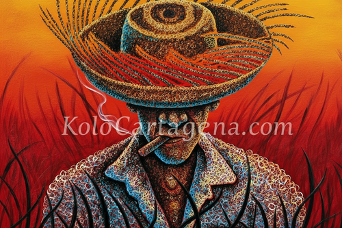 Jíbaro — Tio Chebo. Kolo Cartagena. Pintura original con marca de agua KoloCartagena.com